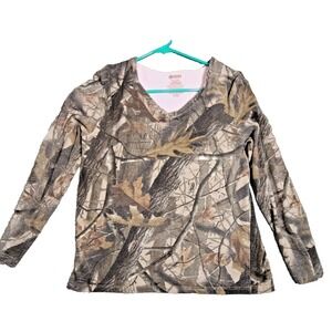 Outfitters Ridge Camo Long Sleeve V Neck Shirt Womens Large L Hunting